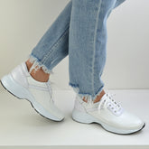 Pantofi Casual Dama din piele Naturala,Alba
